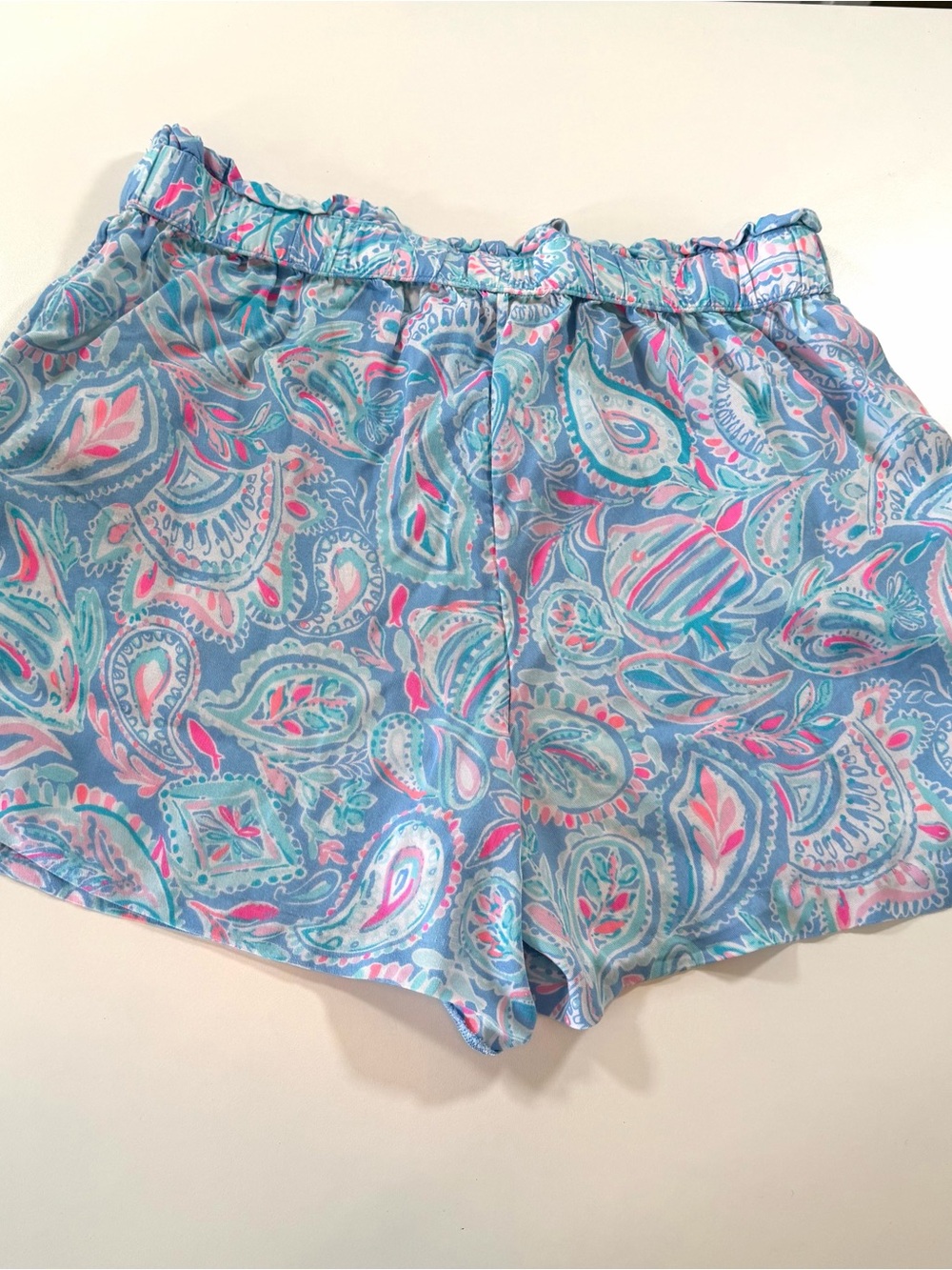 Lilly Pulitzer Kothmale Sri Lanka Paisley Paperbag Waist Tie Front Shorts Size L - Picture 5 of 16